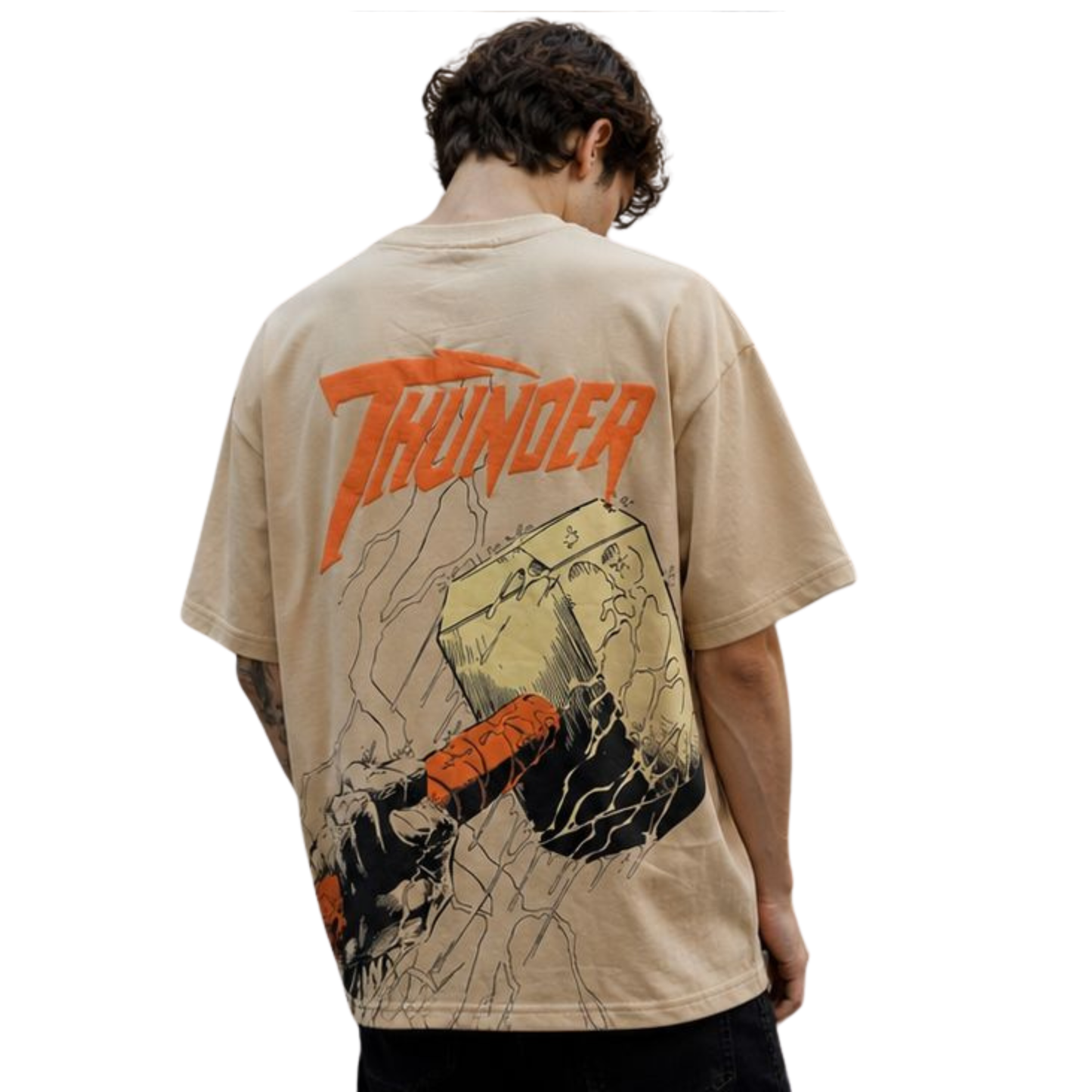 Thor Strike Oversized Tee – Sand Beige