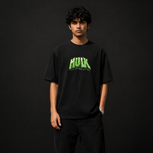 HULK Rage Oversized Tee – Midnight Black